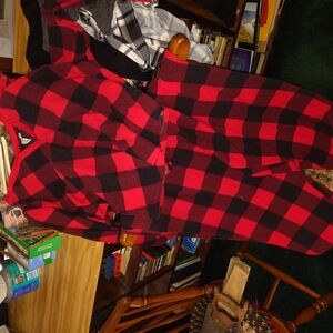 Red and Black Plaid Jacket and Pants Set